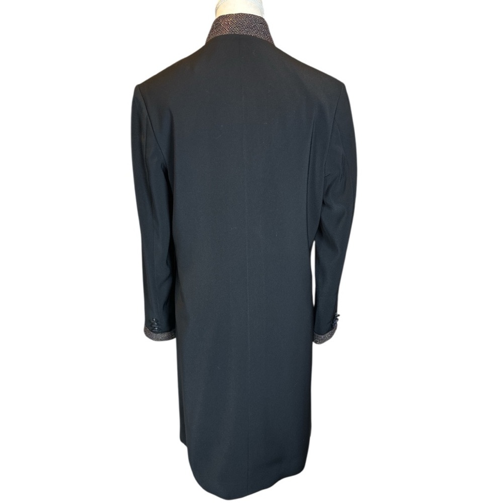 ROHIT BAL Elegant Black Coat with Beaded Accents and Pink Lining - Picture 9 of 14